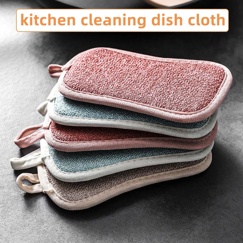 

4PCS Double-Sided Cleaning Spongs Home Scouring Pad Kitchen Wipe Dishwashing Sponge Cloth Dish Clean Towels Gadgets