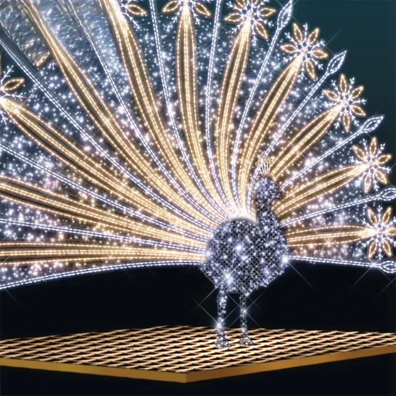 زينة عيد الميلاد الطاووس أدى ضوء عزر 3D