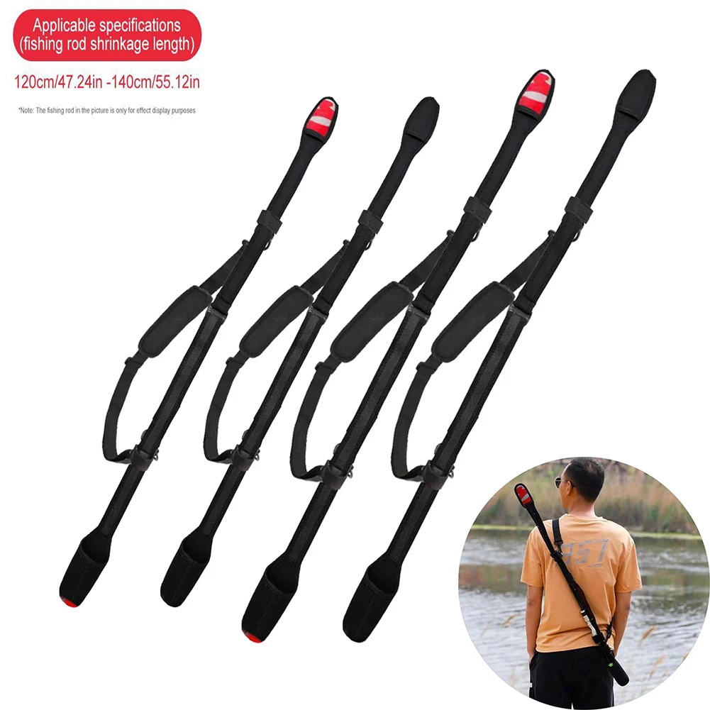 90-140cm Fishing Rod Socks Strap Fishing Pole Sleeves Belt Rod Protector Cover Adjustable Fishing Rod Storage Bag Shoulder Belt