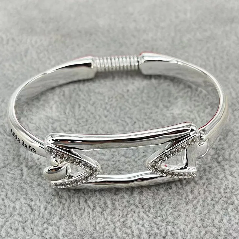 S925 Silver Color Luxury 2024 New Spanish High Quality niche Design Geometric Full Brick Bracelet Women's Romantic Jewelry Gift