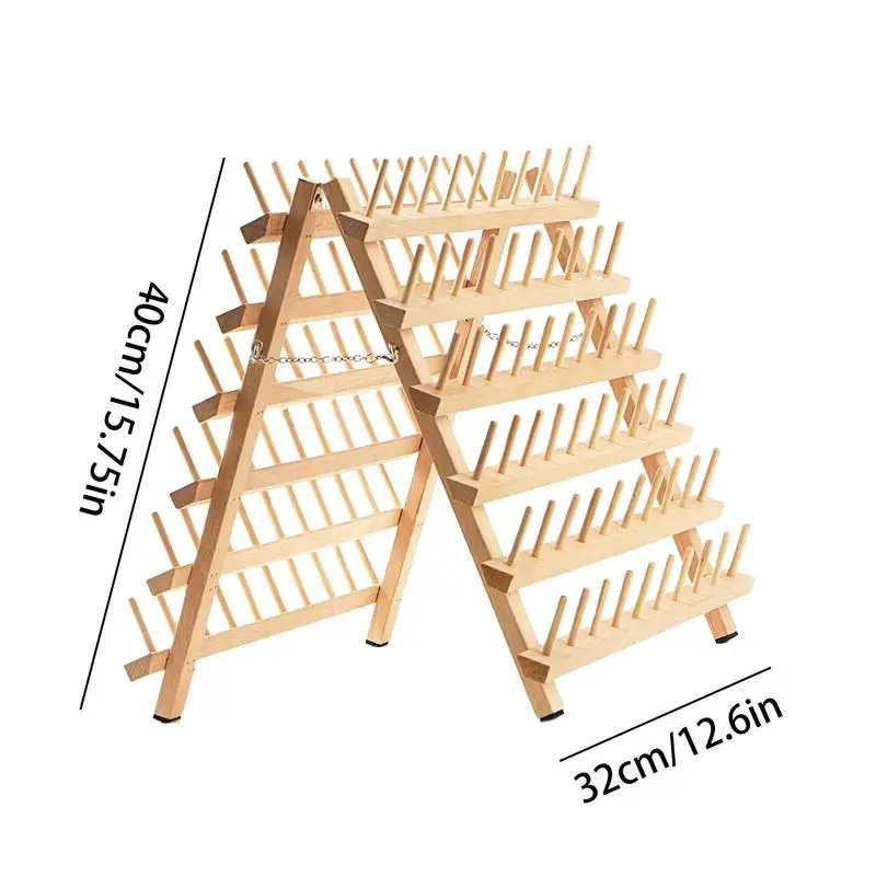 Wooden Thread Rack Foldable Spool Stand Braiding Rack Double-sided 120-Spool Thread Organizing Rack For Cross Stitches Embroider