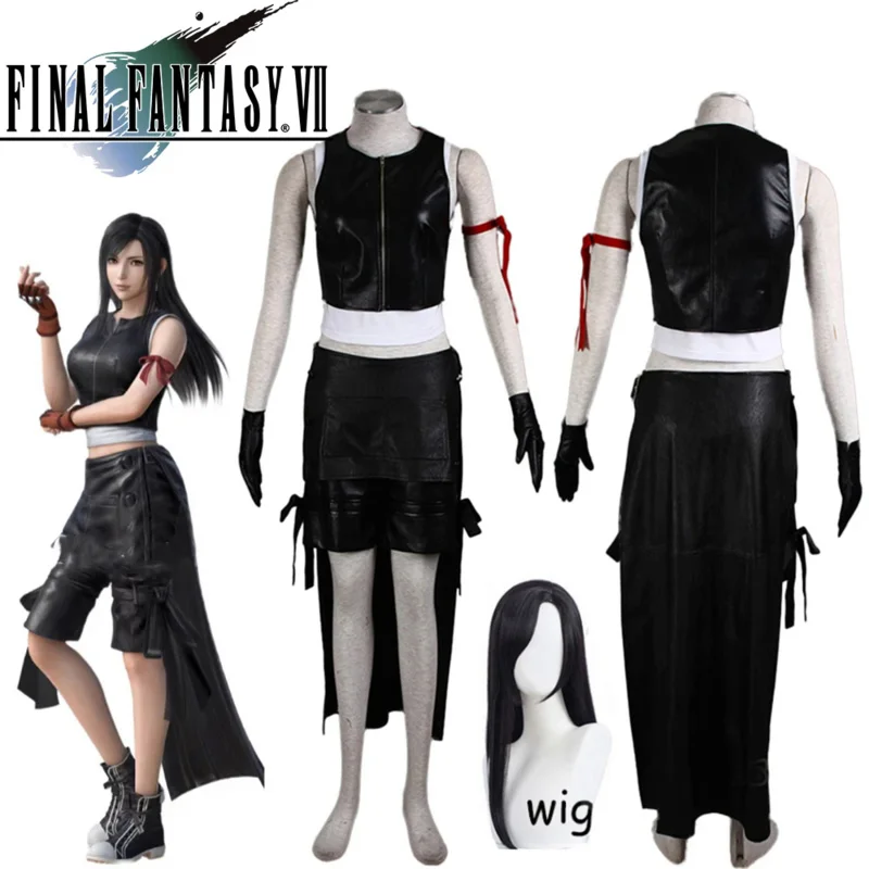 

Game Final Fantasy VII 7 Tifa Lockhart Cosplay Wig Battle Uniform Suit Women's Halloween Costumes Wigs