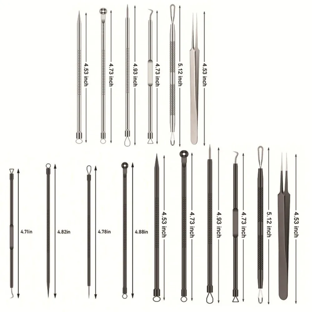 Ensemble d'aiguilles pour points noirs en acier inoxydable, outil d'extraction de points noirs en or Rose argenté, soins de la peau du visage, aiguille d'élimination de l'acné, 4/6 pièces/ensemble