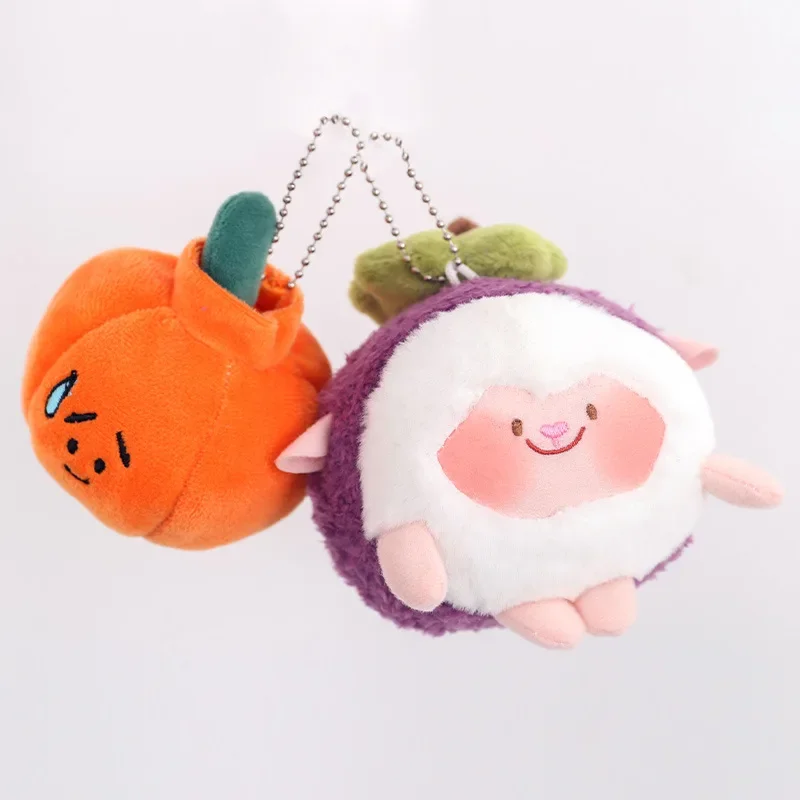 Stuffed Plants Plush Pumpkin and Mangosteen Plush Small Pendant Plush Girl Heart Super Cute Keychain Brithday Gift for Friend