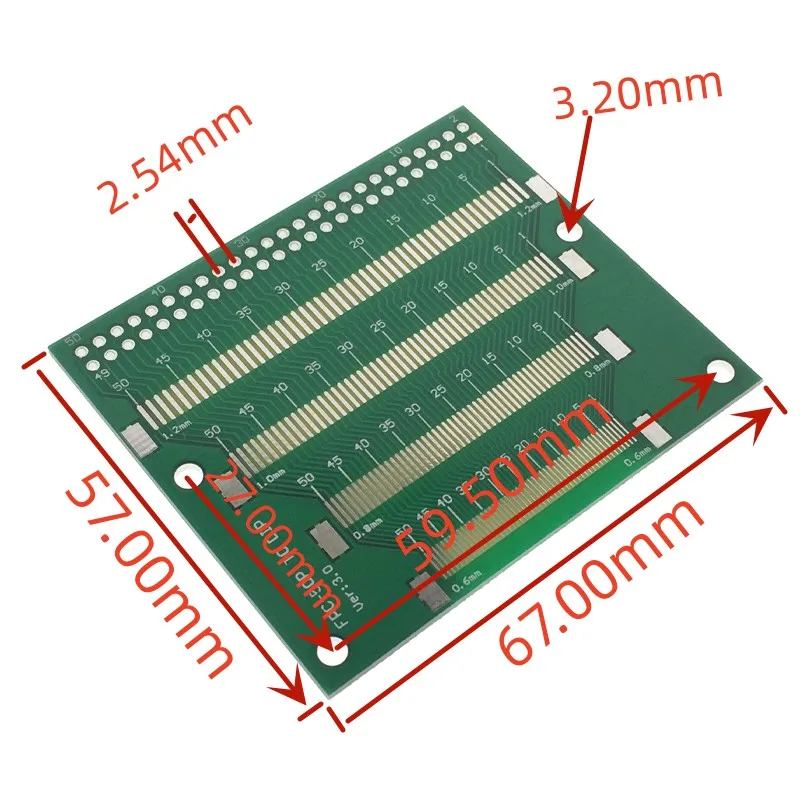 1Pcs Fpc/Ffc Transfer Board 8 Soorten Afstand 0.5/0.7/0.9/1.1Mm 50P 2.54Mm Dip 0.6/0.8/1.0/1.2Mm Dubbele Paneel