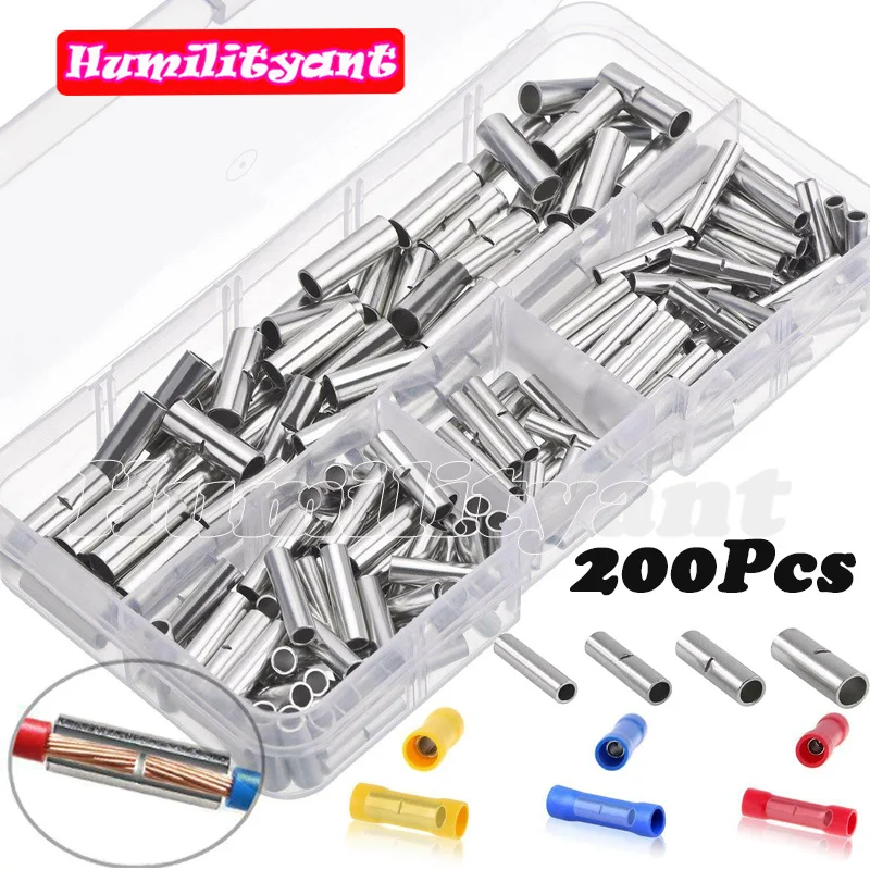 

200PCS Wire Connector 22-10 AWG Ferrules Electrical Cable Terminals Copper Bare Tinned Crimp Terminal Connectors