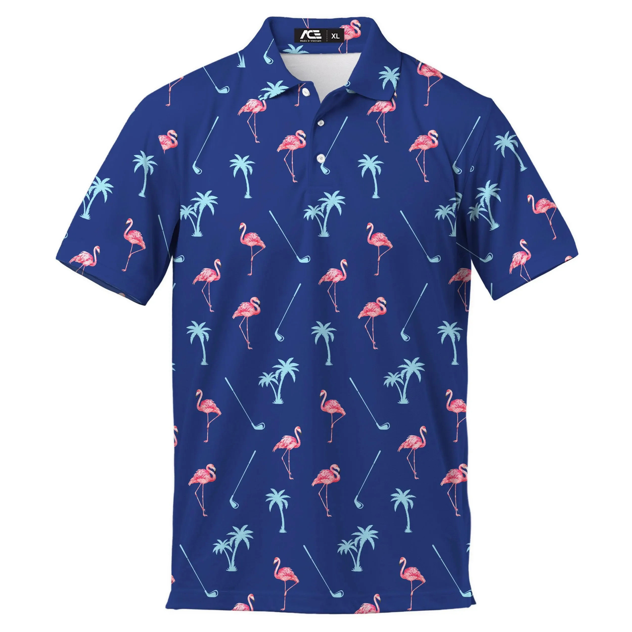 Funny Pink Flamingo Golf Polo Shirts For Men Tropical Golf Polos Mens Polo Shirts 2025 Beach Short Sleeve Button Up Shirt Men - view 3