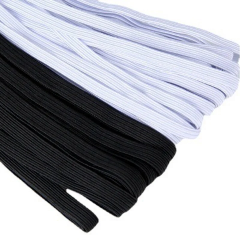 10meters/lot White/black Flat Elastic Bands Elastic rubber band Cloth Garment Elastic Tape for DIY sewing Stretch Rope Accessori