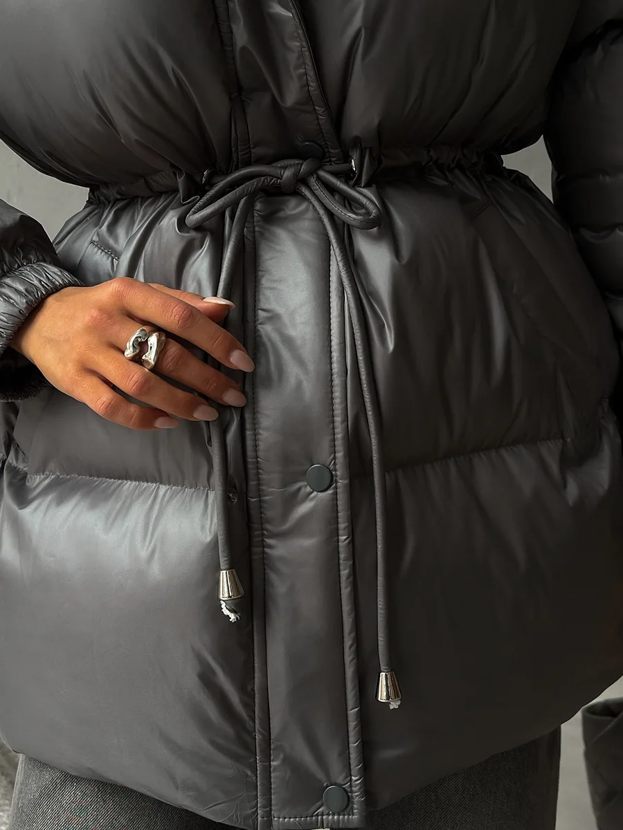 2025 New Fashion Warm Padded Jacket Women Winter Parkas Long Sleeve Hooded Bread Cotton Clothes Female Thick Jacket Outerwear - Image 6