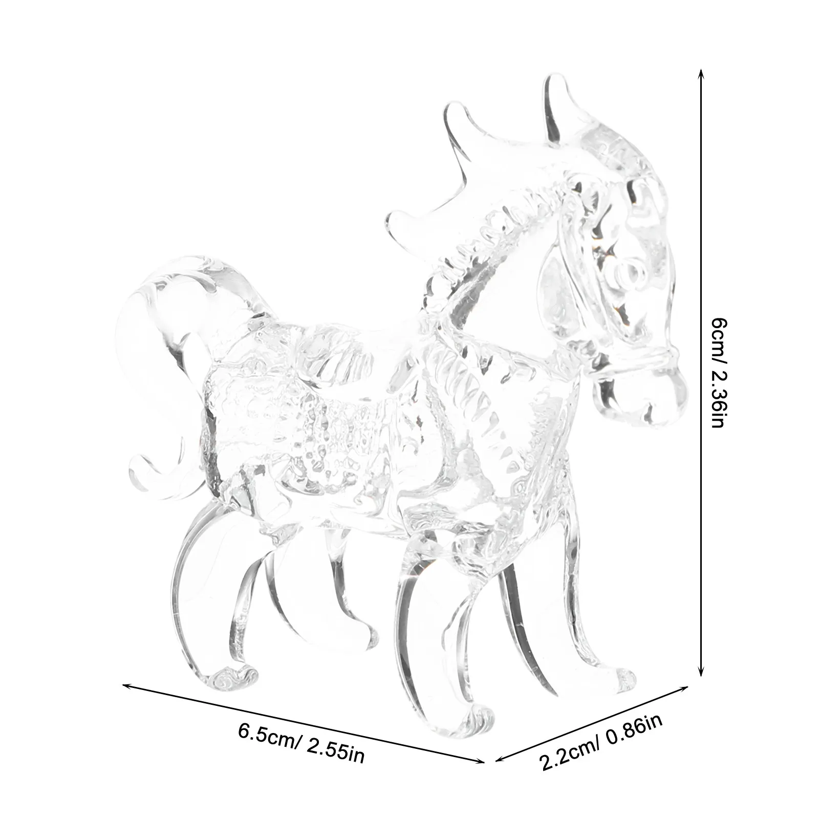 Horse Decoration Home Crystal Standing Sculpture Clear Transparent Desktop Ornament Office Symbol Passion Vitality