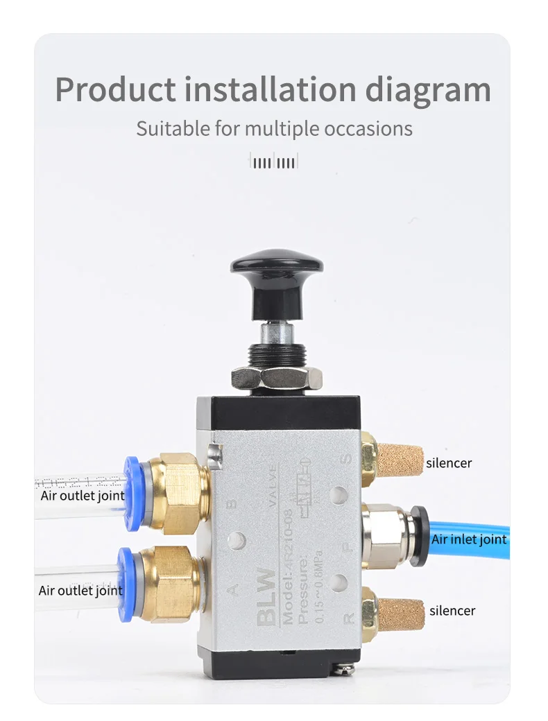 سبائك الألومنيوم الهوائية اليد الزناد صمام 4R210-08 اسطوانة التحكم التبديل مع 310-10 الاتجاه دليل صمام 4H210-08