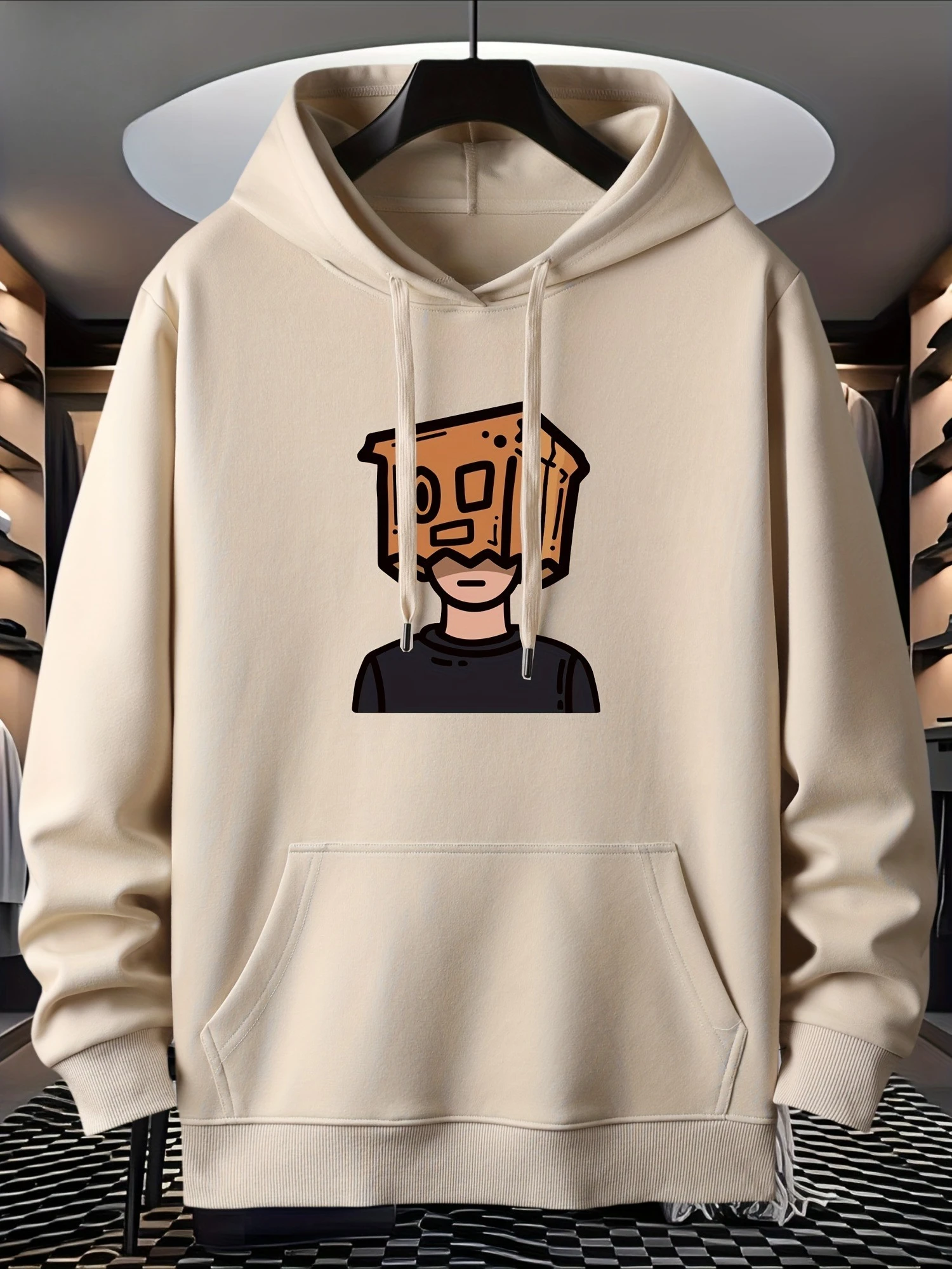 

Men's Fashion Hoodie - Casual Long Sleeve Pullover with Cartoon Robot Print