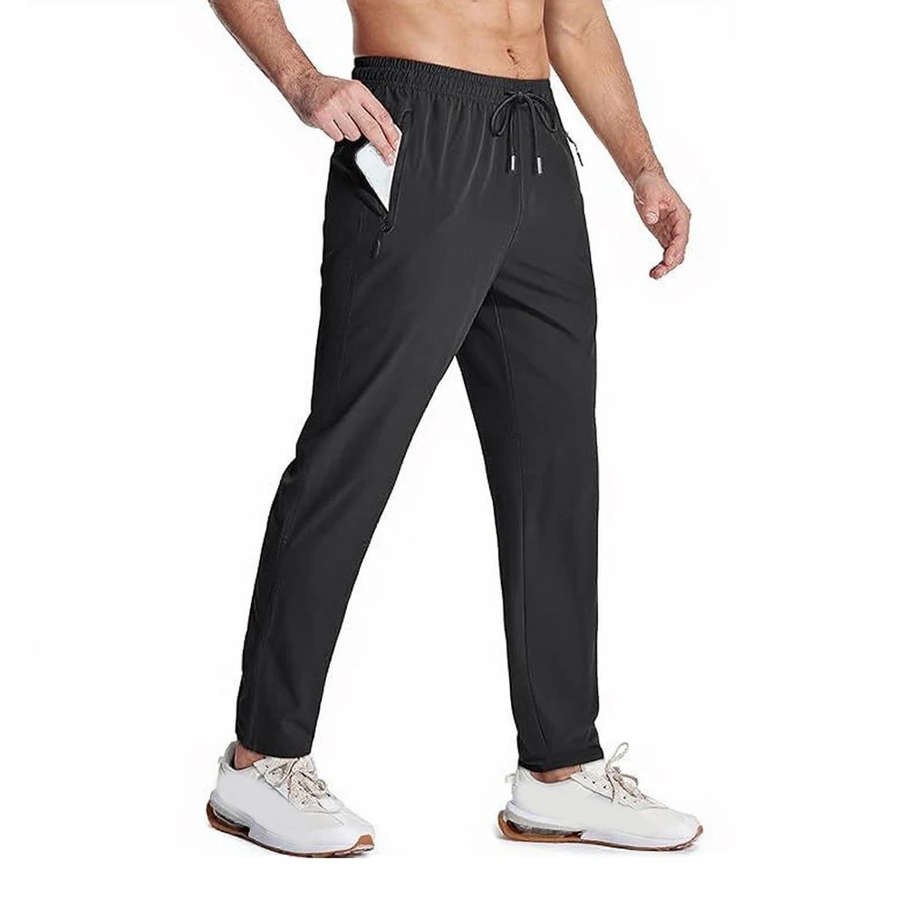 Loose for Fit Straight Trousers for Men Made from Polyester Fabric with Zip Pockets for Secure Storage and Mobility