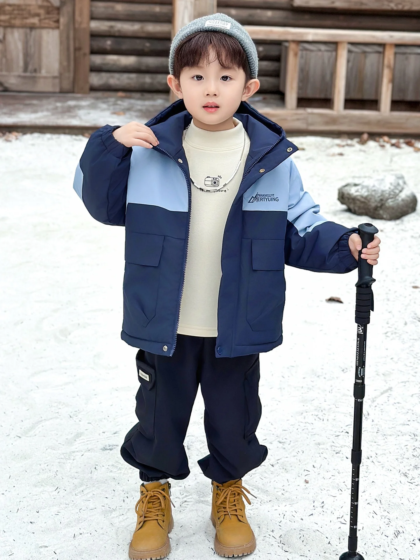 

Thiened Fce Winter Jaet для мальчиков, осенне-зимнее теплое хлопковое стеганое пальто с капюшоном, молодежное пальто Faion Long Sve на молнии C...