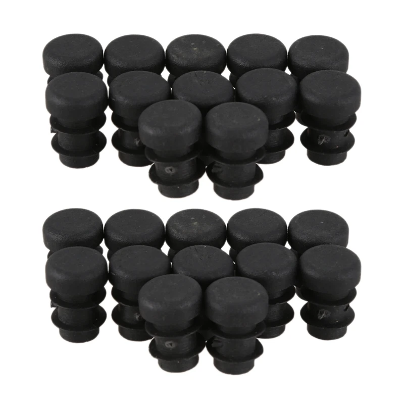 24 Pcs Plastic 12Mm Pipe End Blanking Caps Bung Tube Insert Plug Round Black