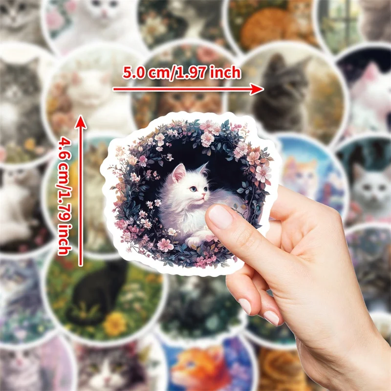 10/30/50PCS Cartoon Animal Round PVC Sticky Sticker Aesthetic DIY Decoration Scrapbooking Hand Accounting Supplies
