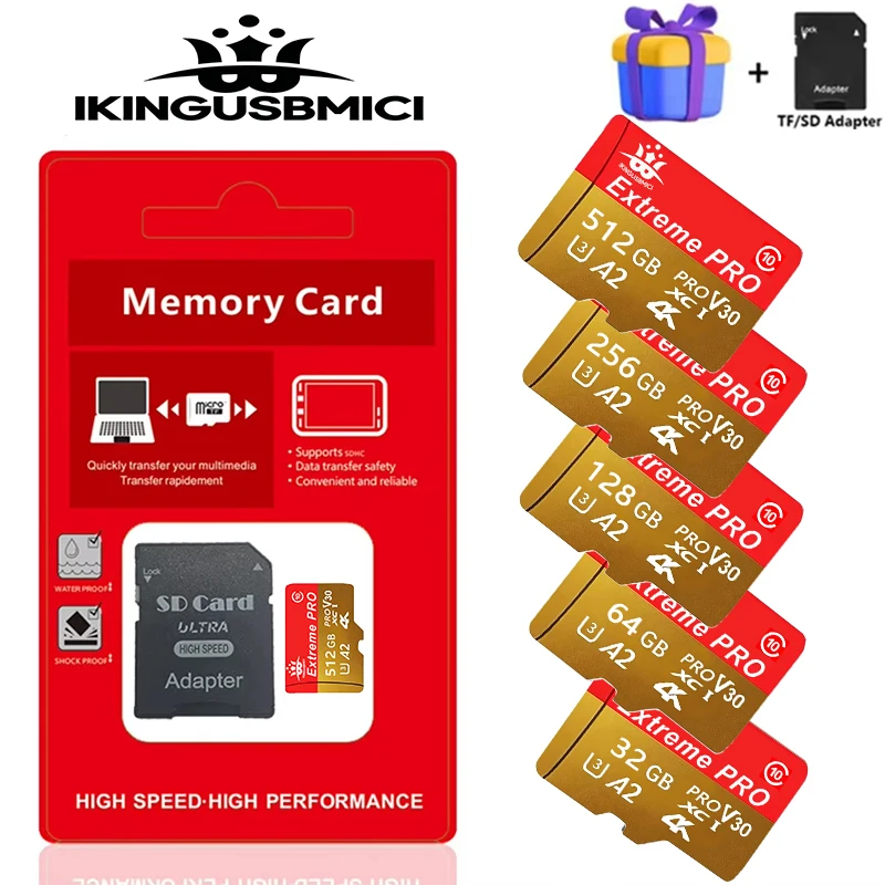 100% Original Silver Plus A2 V30 MicroSDXC 64GB 256GB 25 16GB Memory Card TF Card Read 205MB/s Storage Card For 4K Drone