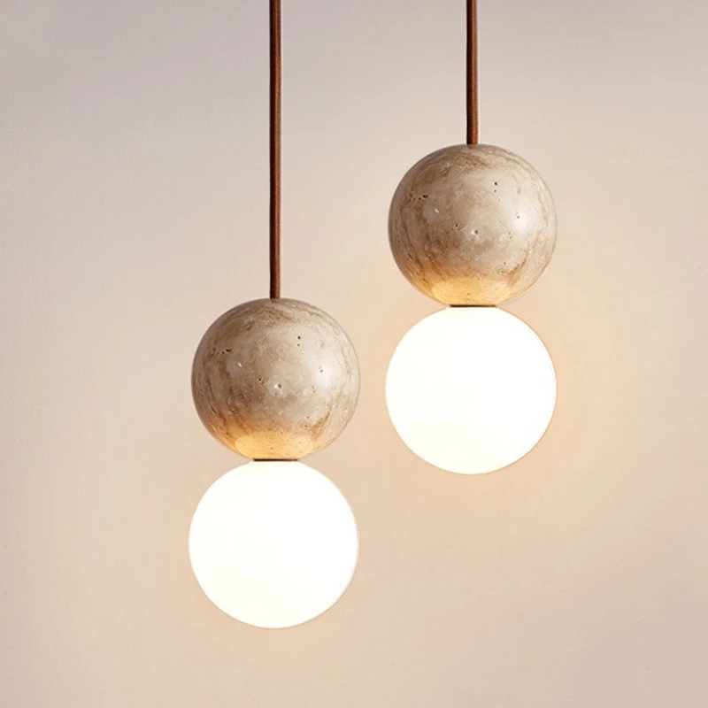 الشمال الحجر الجيري قلادة LED ضوء لغرفة النوم السرير ديكور الثريا بريق مصباح مطعم غرفة الطعام قلادة مصباح