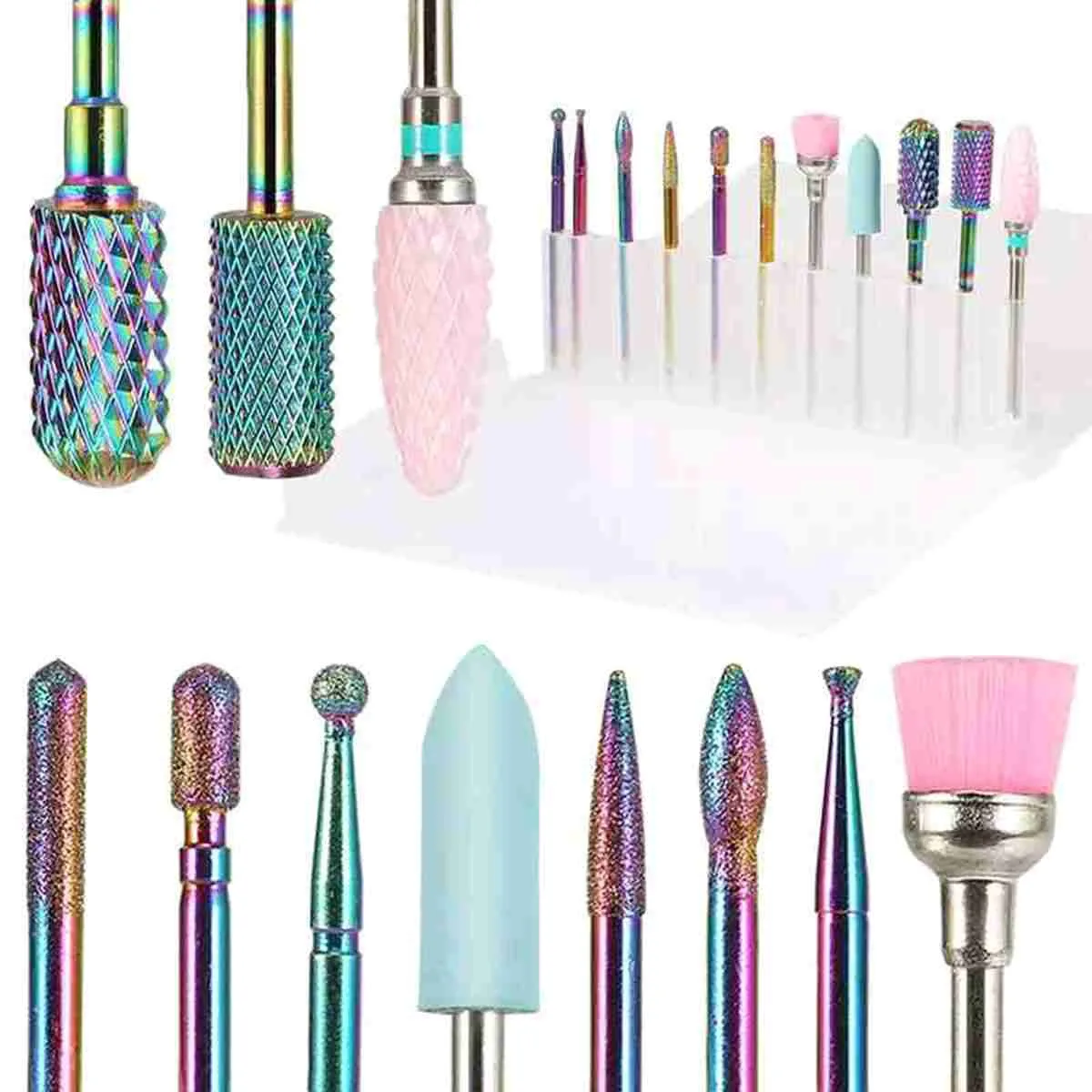 10/11/13/19Pcs/Box Professional Ceramic Nail Drill Bit Set Electric Manicure Nail File Bit For Acrylic Gel Nails And Cuticles