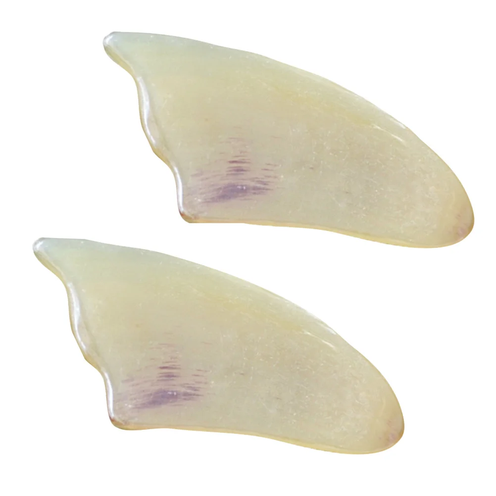 2 pezzi di corno di pecora naturale piastra raschiante per il viso strumento di massaggio portatile promuove la circolazione dell'elasticità della pelle