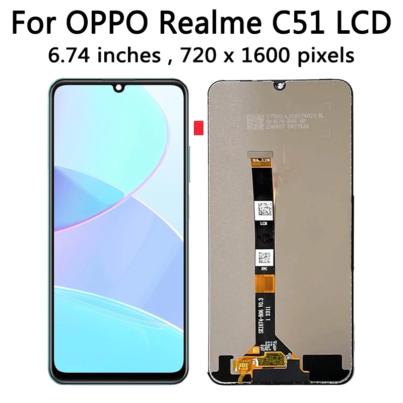 RMX3830 schermo con cornice per Oppo Realme C51 Display LCD Touch Screen Digitizer Assembly sostituzione