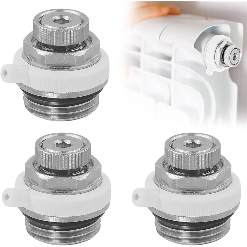 

【CHRISTMAS 】Pack Of 3 1/2 Inch Fully Automatic Air Vent Auto Cut-Off Self-Bleeding Radiator Valve For Heating Systems