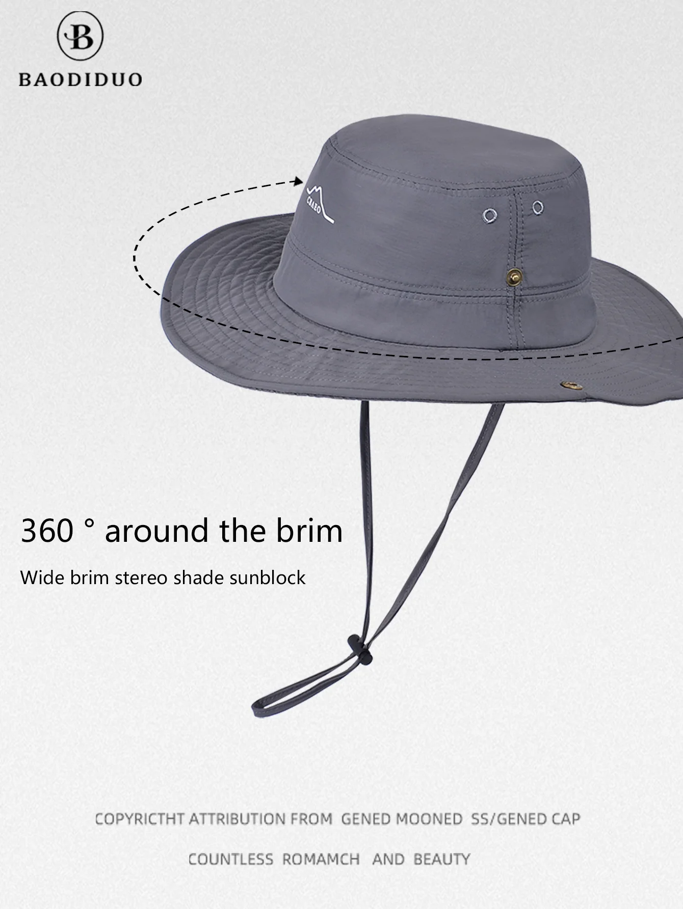 9260 Neuer Wasserdichter Schnelltrocknender Fischerhut, Sommerhut mit großem Überhangschutz für Männer und Frauen, Outdoor-Bergsteigerhut – Detail 3