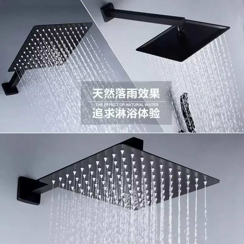 Stainless Steel Square Shower Set with Three Speed Hot and Cold Water Adjustment Function