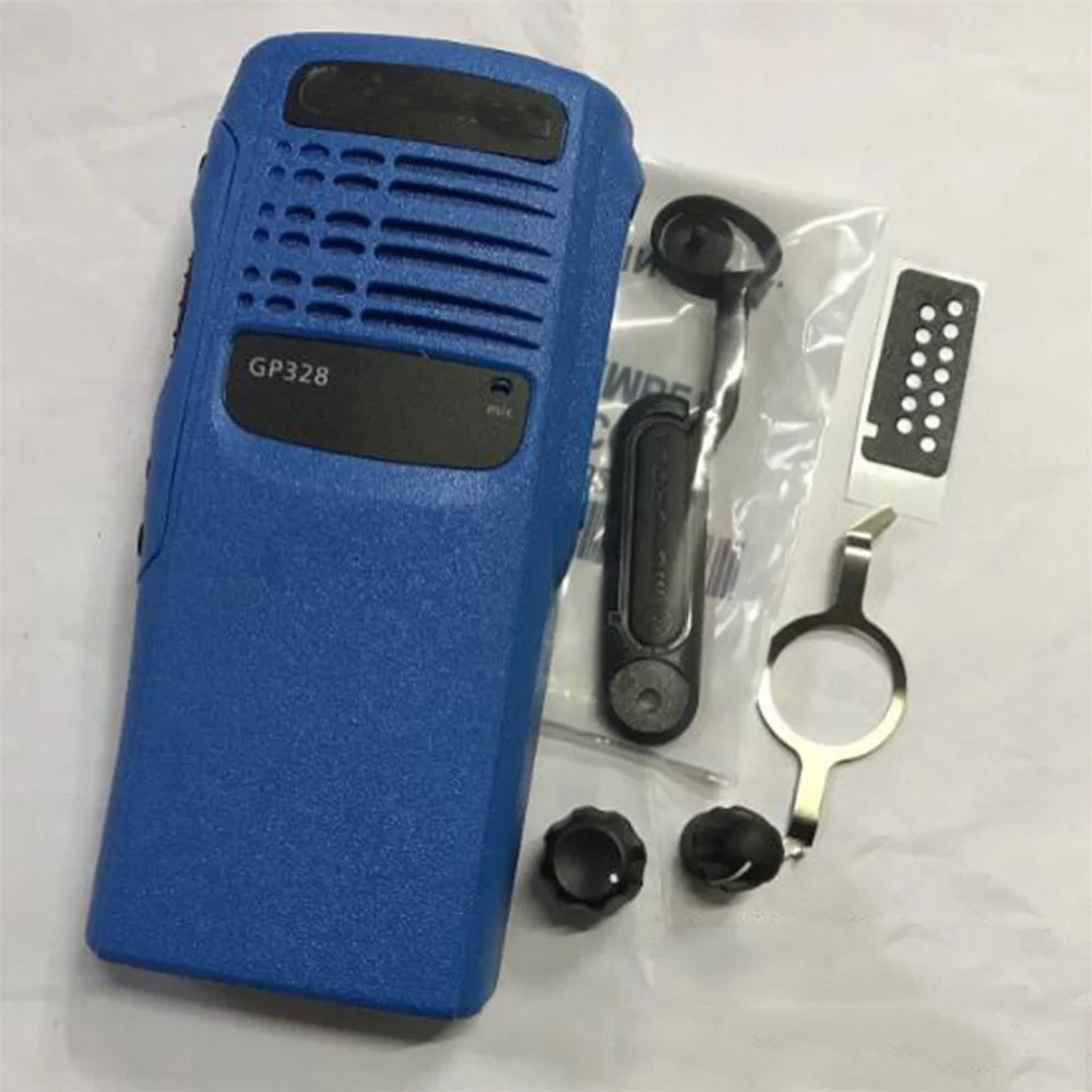 Replacement Blue Shell with Knob Cap Side Cover L for GP328/PRO5150/GP340/HT750 Walkie Talkie Interphone Parts