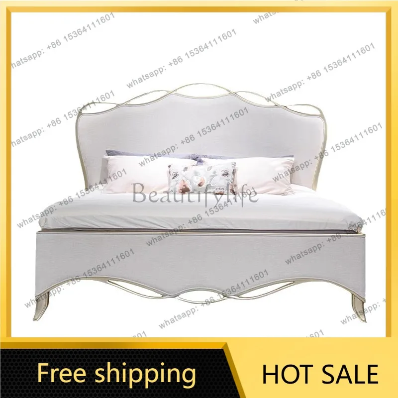 Zj. American light luxury solid wood bed modern simple French princess bed double fabric