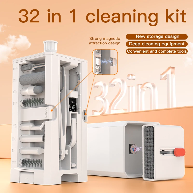 Набор для чистки клавиатуры 32 в 1, инструмент для чистки ноутбука, телефона, многофункциональный очиститель для iPad, IPhone Pro, наушников, клавиатуры