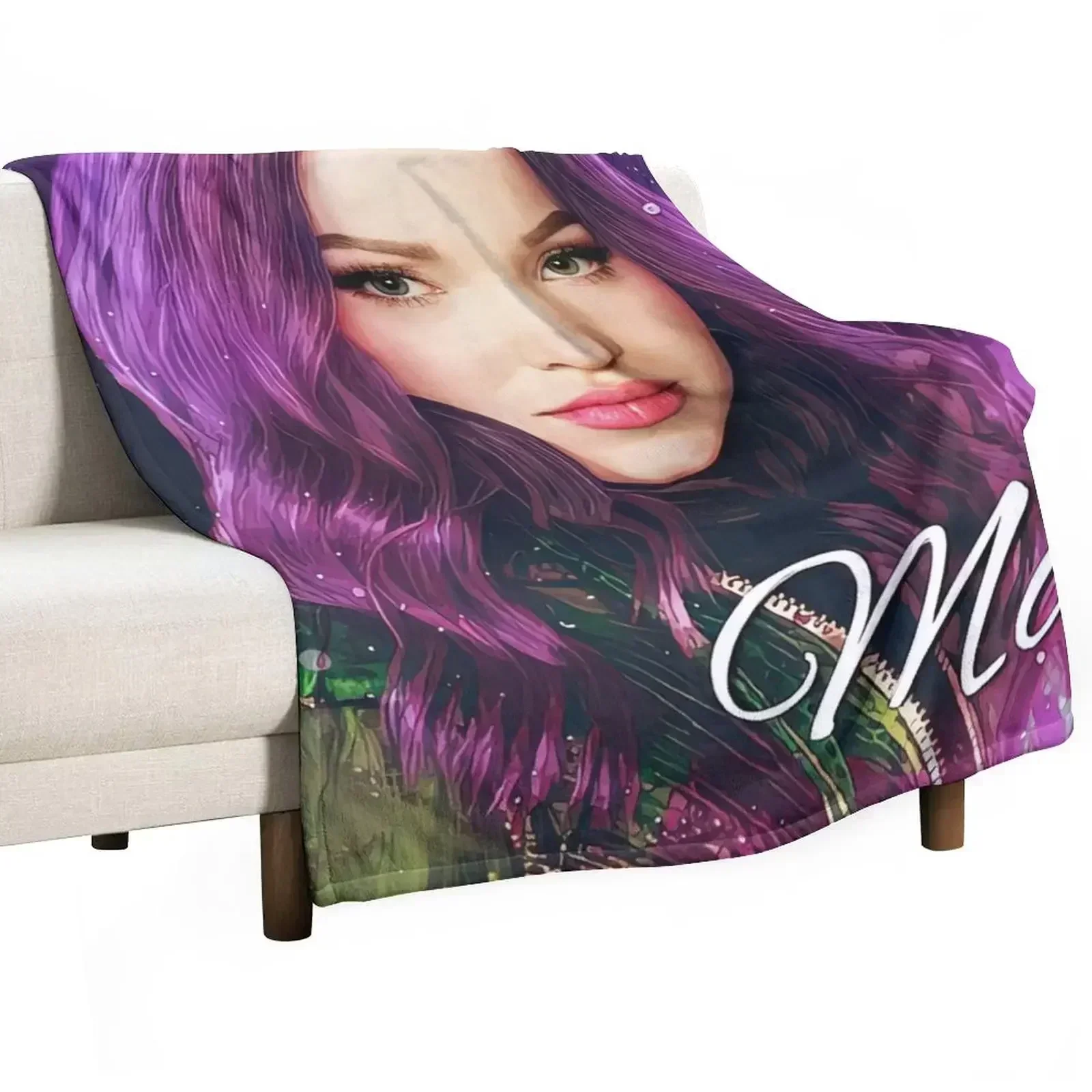 Mal Purple Pink Princess - Descendants 3 Throw Blanket Hair christmas gifts Blankets