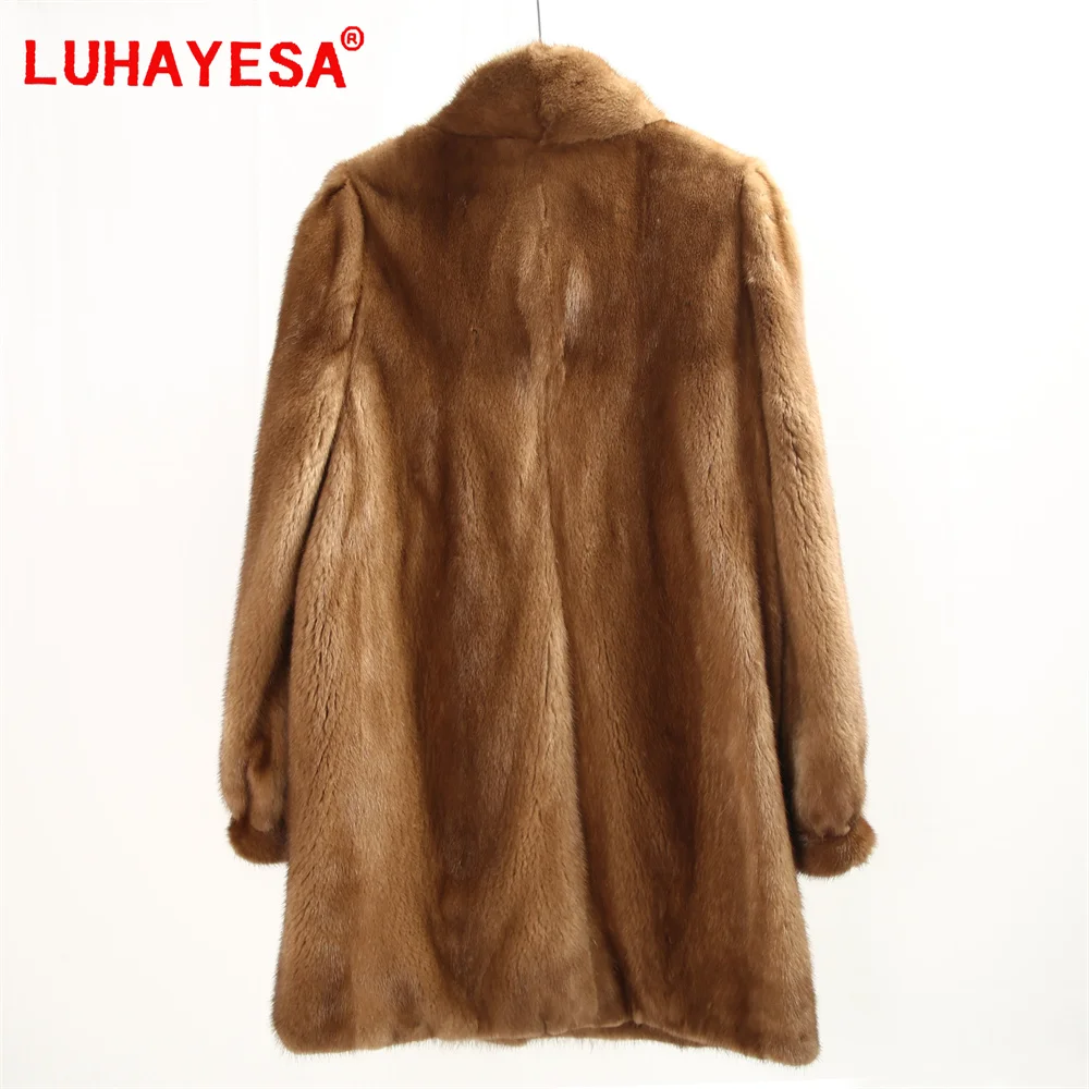 2024 Top Luxury Mink Fur Clothes Luhayesa Women Winter Medium Long Natural Fur Jacket