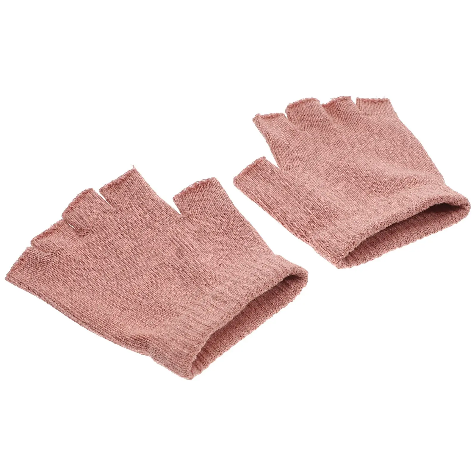 1 Pair Non-slip Half Finger Knit Gloves Exercise Yoga Accessories Workout Gloves Yoga Gloves for Fitness (Pink)
