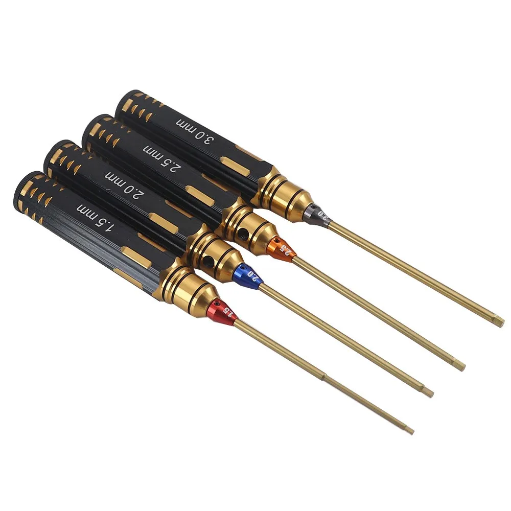 4 stks/set Voor Rc Model Auto Boot Vliegtuig Titanium Plating 1.5mm/2mm/2.5mm/3mm Hexagon Schroevendraaier Schroevendraaier Tool Markering
