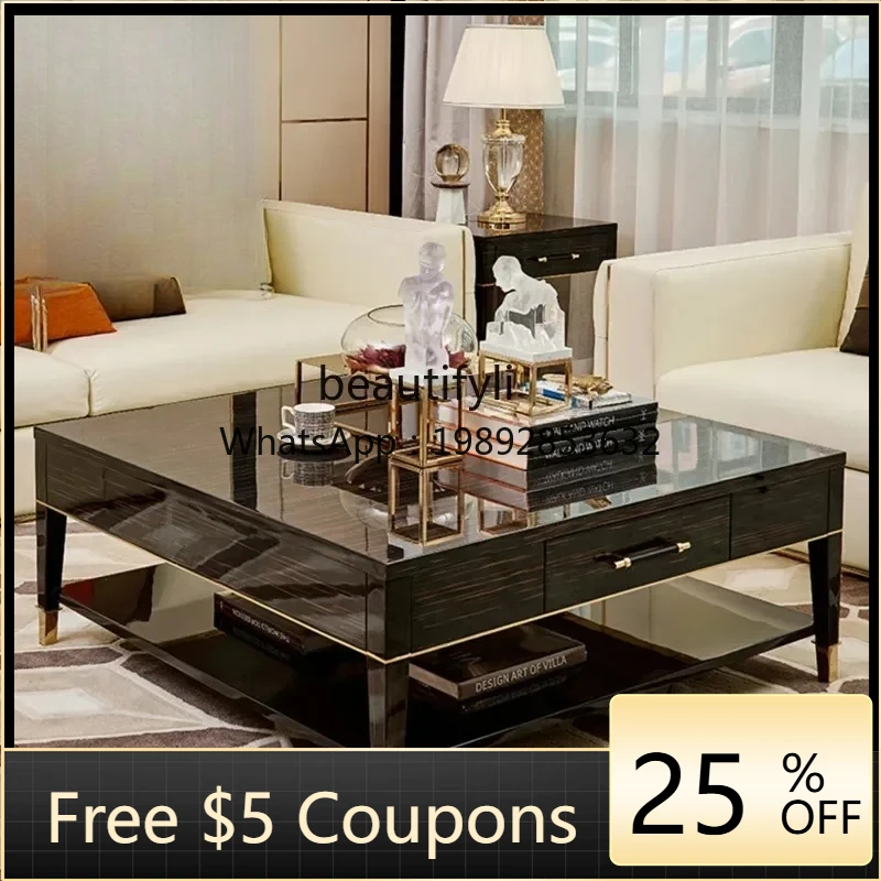 FF cabinet light luxury American solid wood neoclassical living room coffee table combination Hong Kong style