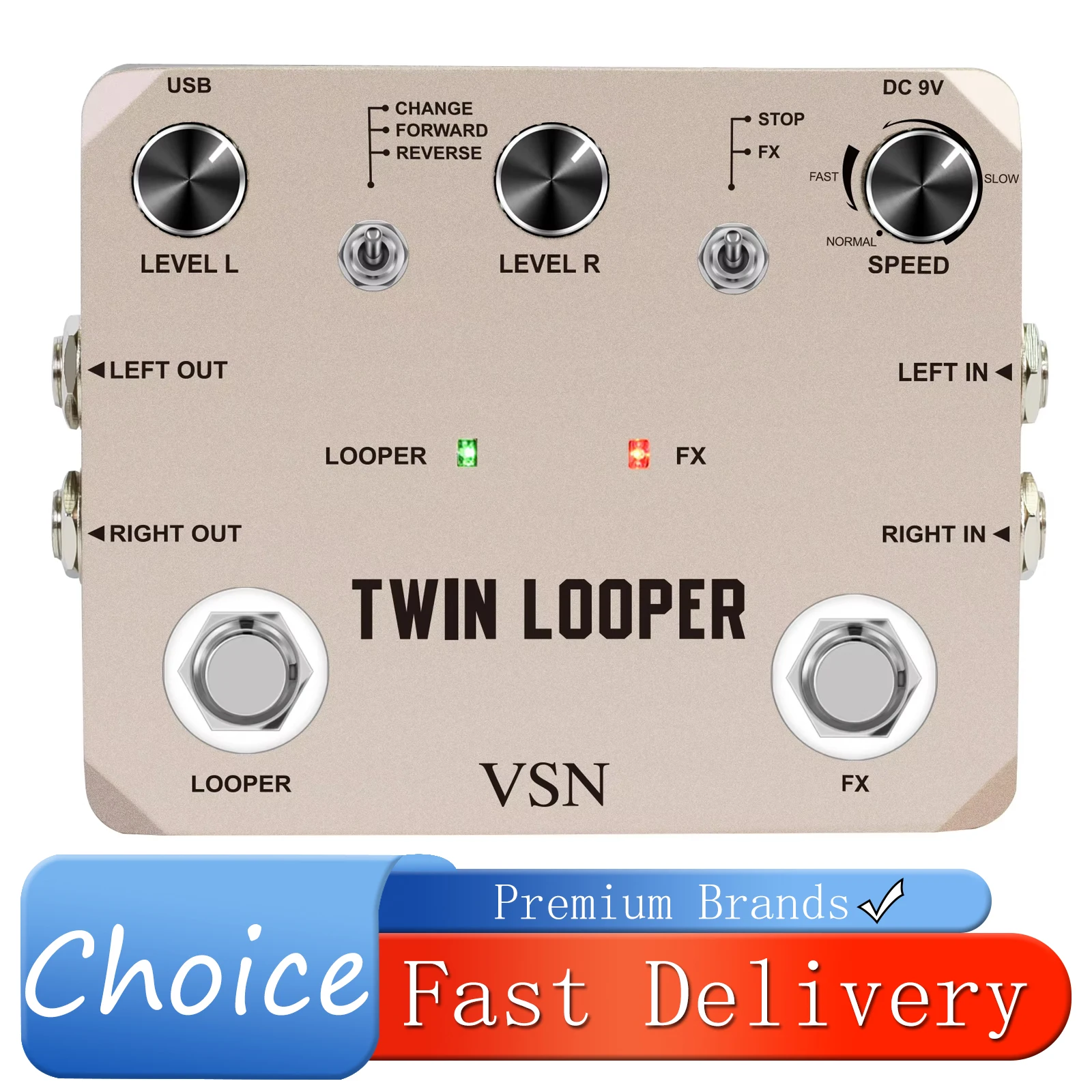 

Педаль лупера Rowin LTL-02 Twin Looper: 10 минут записи, неограниченное количество лупов, функции отмены и повторения, 11 типов эффектов для электрогитары