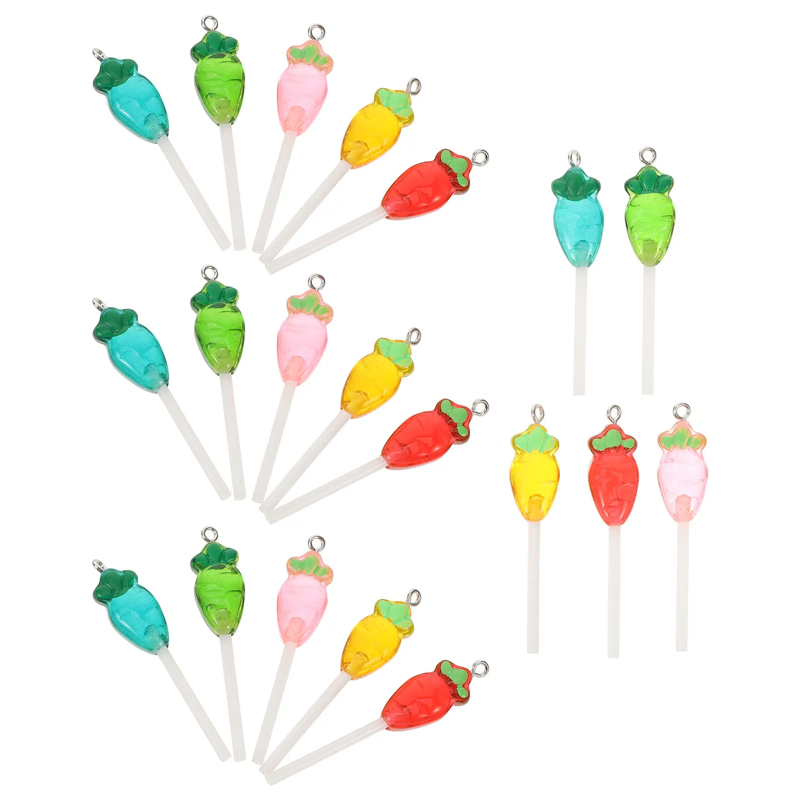 20 قطعة محاكاة الغذاء اللعب المفاتيح شيك الجزرة مصاصة سحر صياغة لوازم الراتنج سوار قلادة