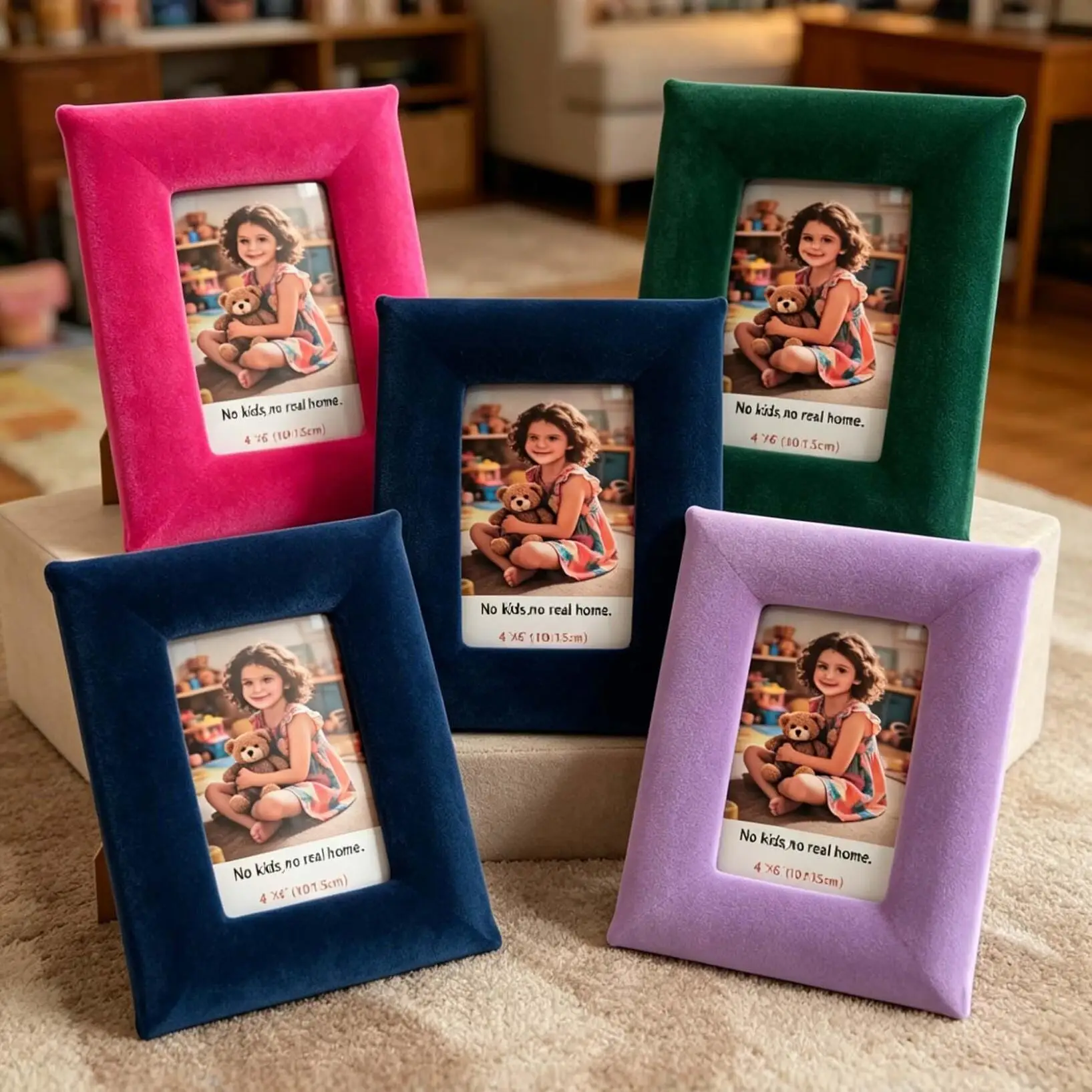 6-inch square photo display stand, inner dimensions 10x15cm. Home decoration picture frame, Dutch wool fabric decorative frame.