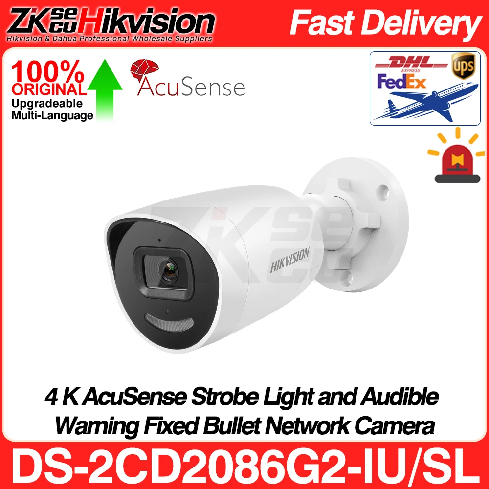 

Hikvision 8MP IP Camera DS-2CD2086G2-IU/SL 4K Bullet Acusense Strobe Light and Audible Warning SD Card Slot H265+ IP67