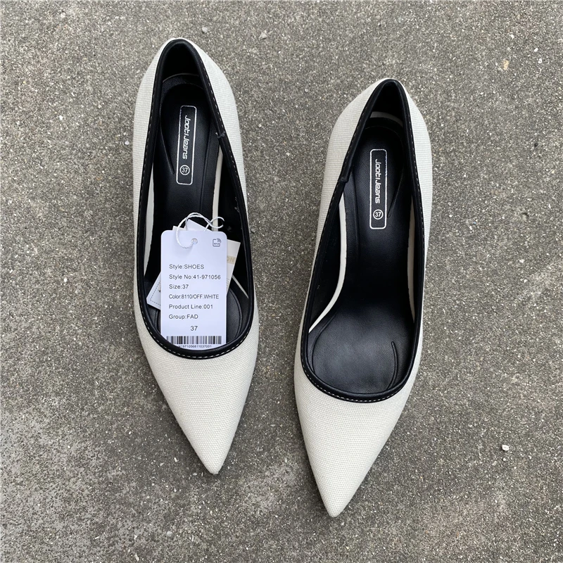 Slip On Gold  Heels Women Shoes Orange Roman Style Pointed Pumps Slip-On Lace-Up White Toe Casual Cotton Fabric Leisure Rubber R