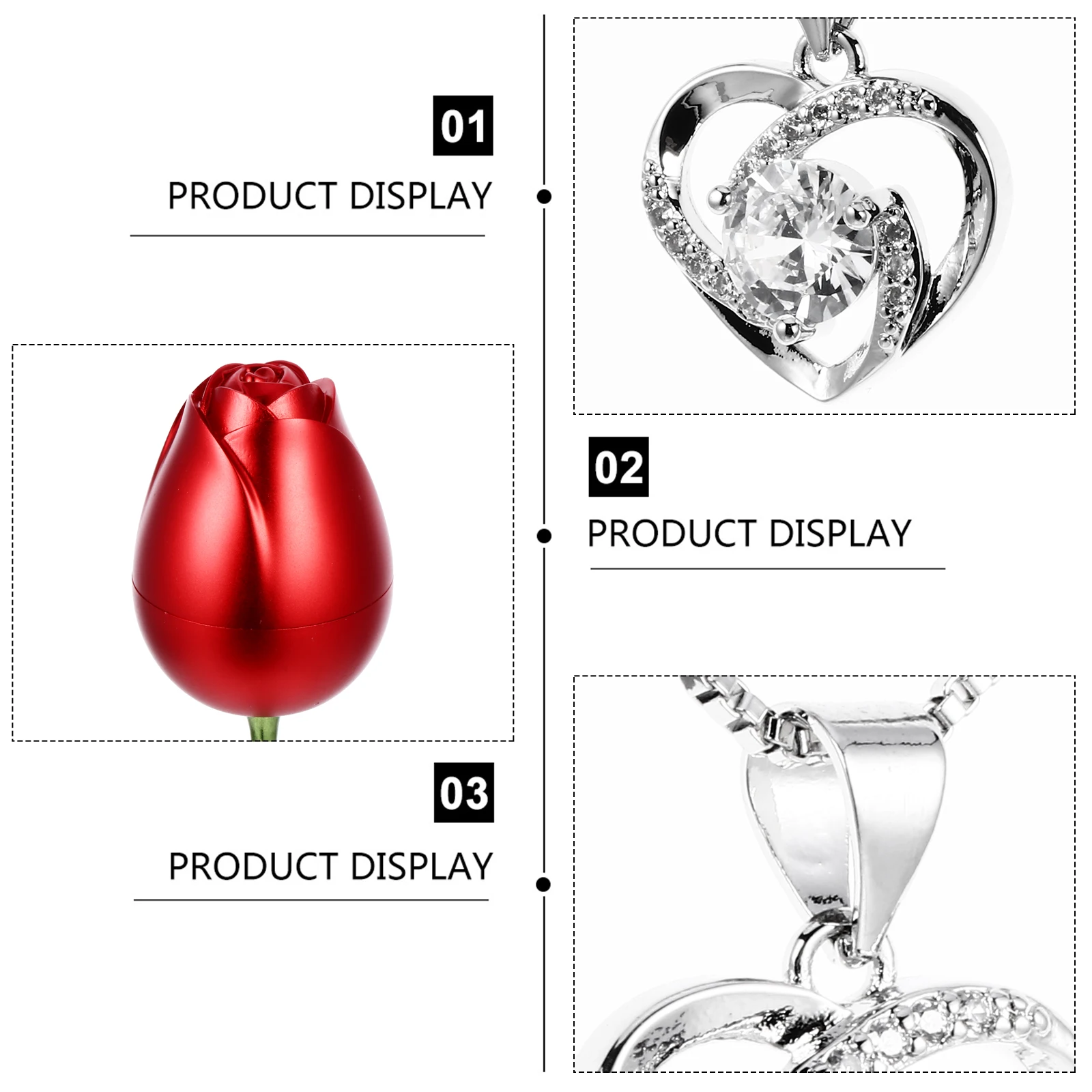 

1Set Valentine's Day Gift Set Heart-Shaped Pendant Rose Flower Necklace Romantic Jewelry Stylish Neck Adornment Elegant Neck
