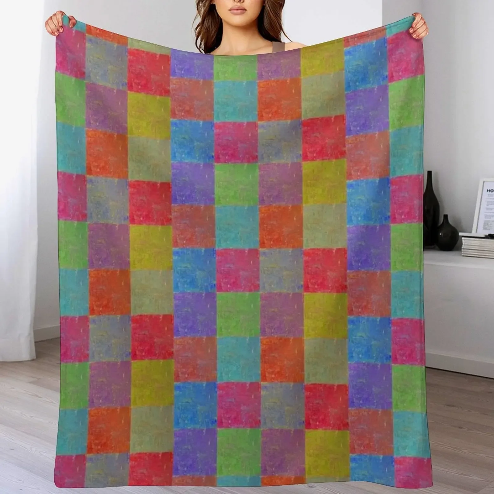 

Multi Colored Squares Abstract Throw Blanket Vintage Travel Blankets For Sofas Luxury St Blankets