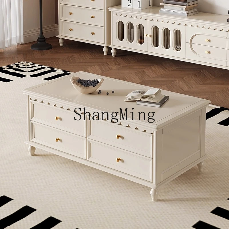 

ZYY retro solid wood TV cabinet coffee table combination living room home light luxury high-end storage floor cabinet