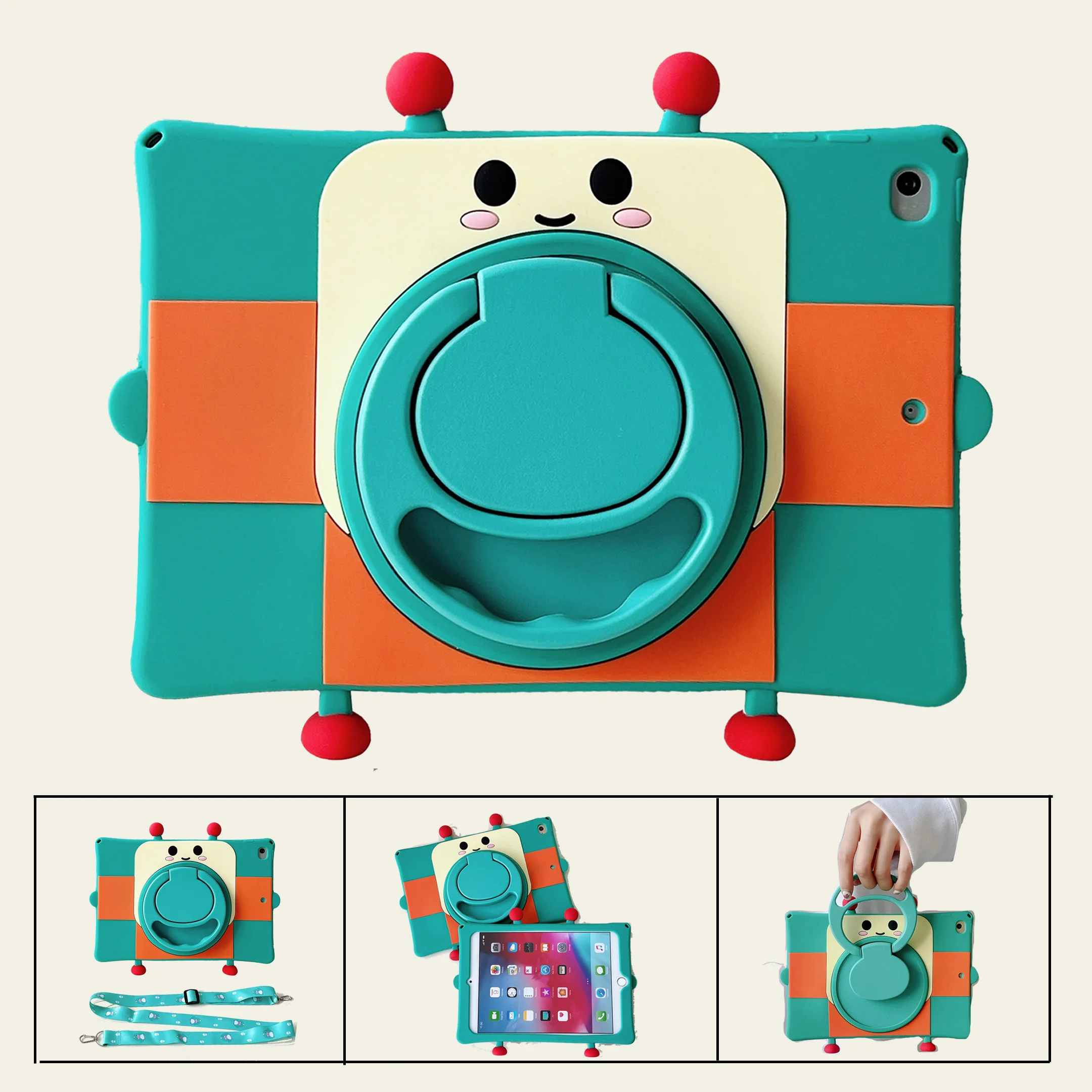 

Tablet Case For Xiaomi Pad 5/5 pro 11 inch Redmi Pad 10.6 inch Cartoon Robot Soft Silicone Shockproof With Strap Tablet Cover