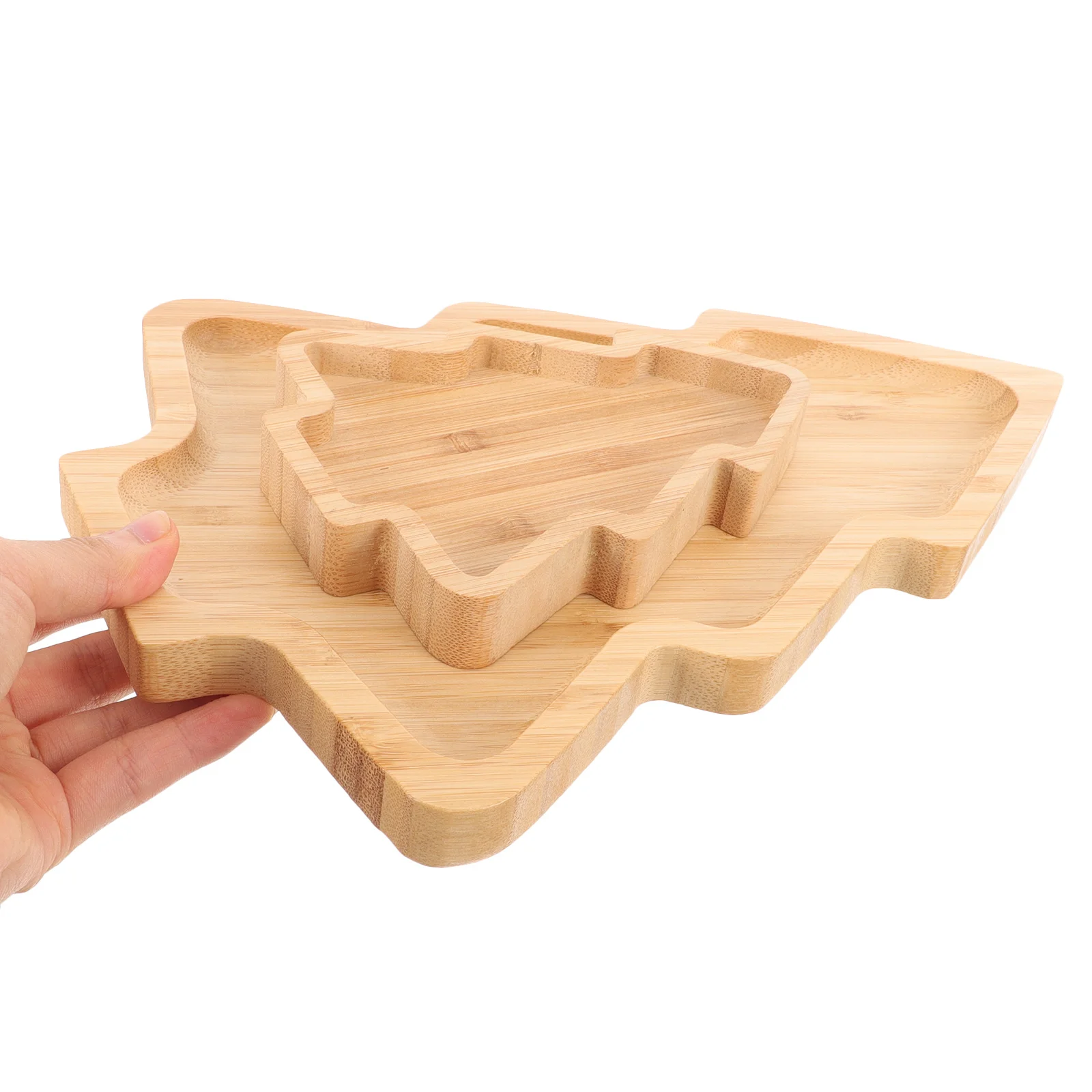 

2Pcs Christmas Tree Wooden Serving Trays Multi-Function Appetizer Plates Sushi Party Platter Holiday Treat Board