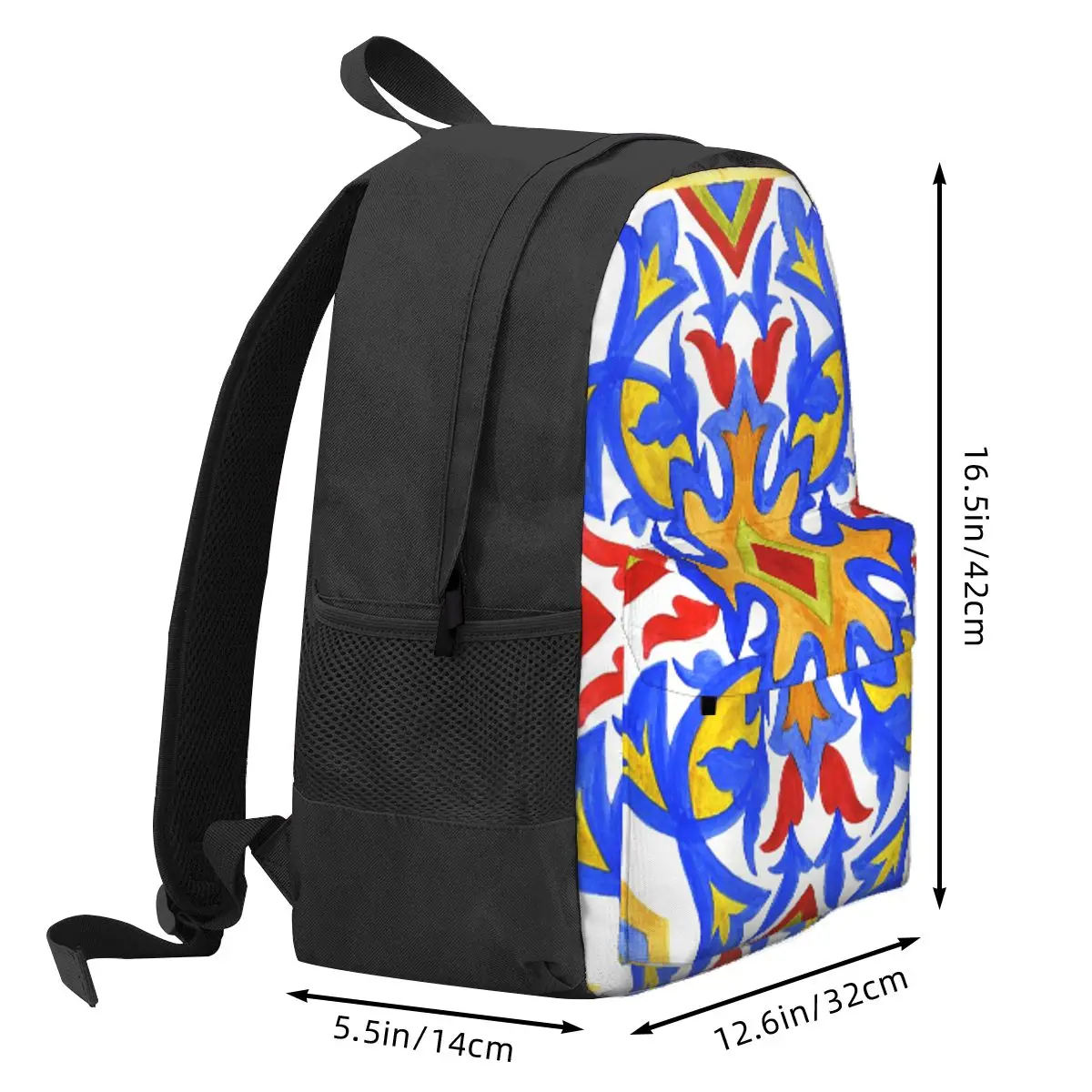 Portuguese Azulejo Tiles Backpack Daypack Large Capacity Children BookBag School Bag Shoulder Bags for Men Women