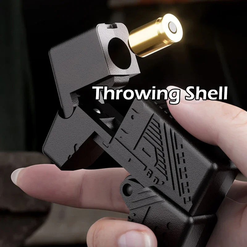 2024 Small Portable Lighter Type Alloy Folding Throwing Shell Gun Toy  EDC Decompression Finger Toys Children Creative Gifts