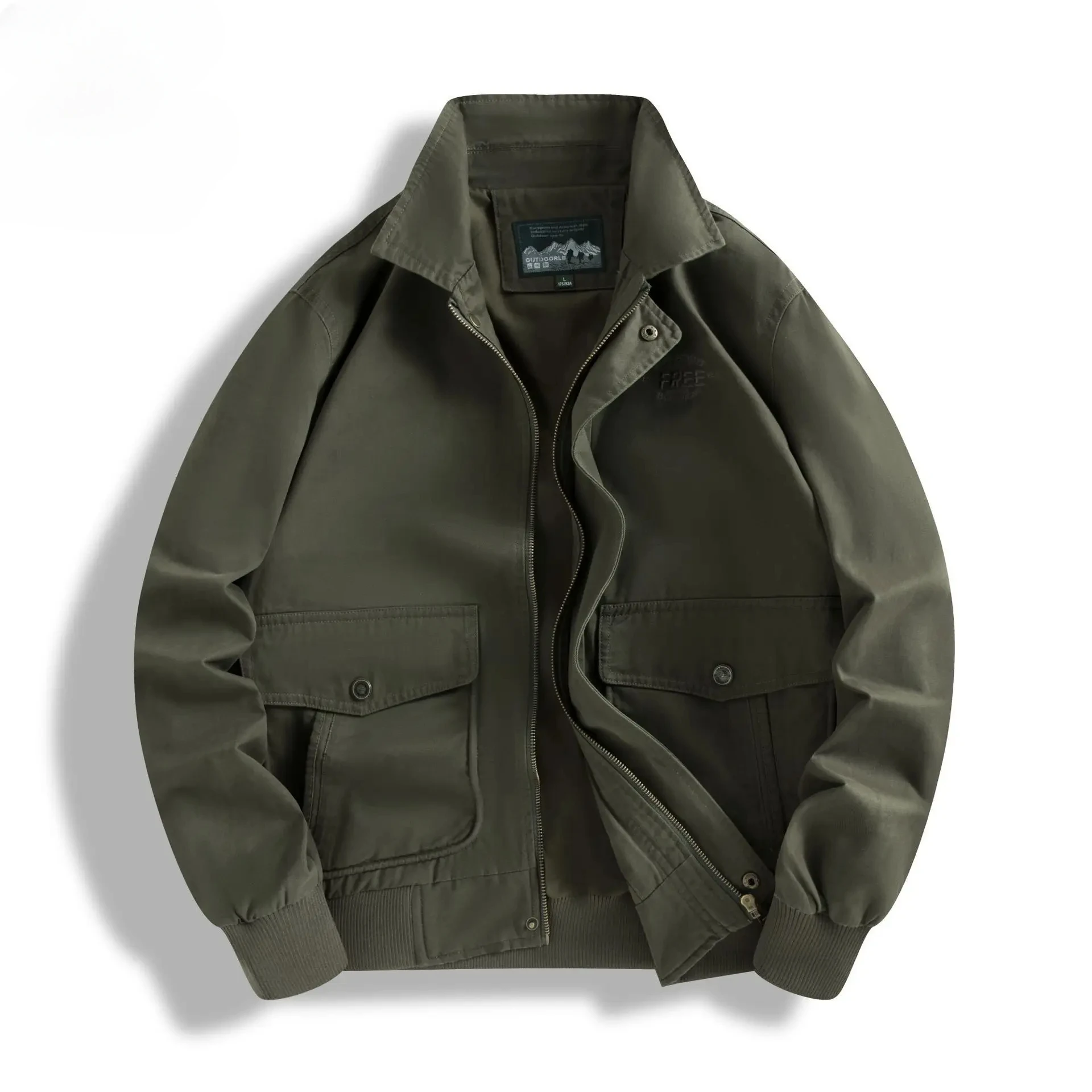 

Осенние куртки 2025 года, мужская модная повседневная ветрозащитная куртка из 100% хлопка с лацканами, мужская рабочая куртка с несколькими карманами для пешего туризма и кемпинга