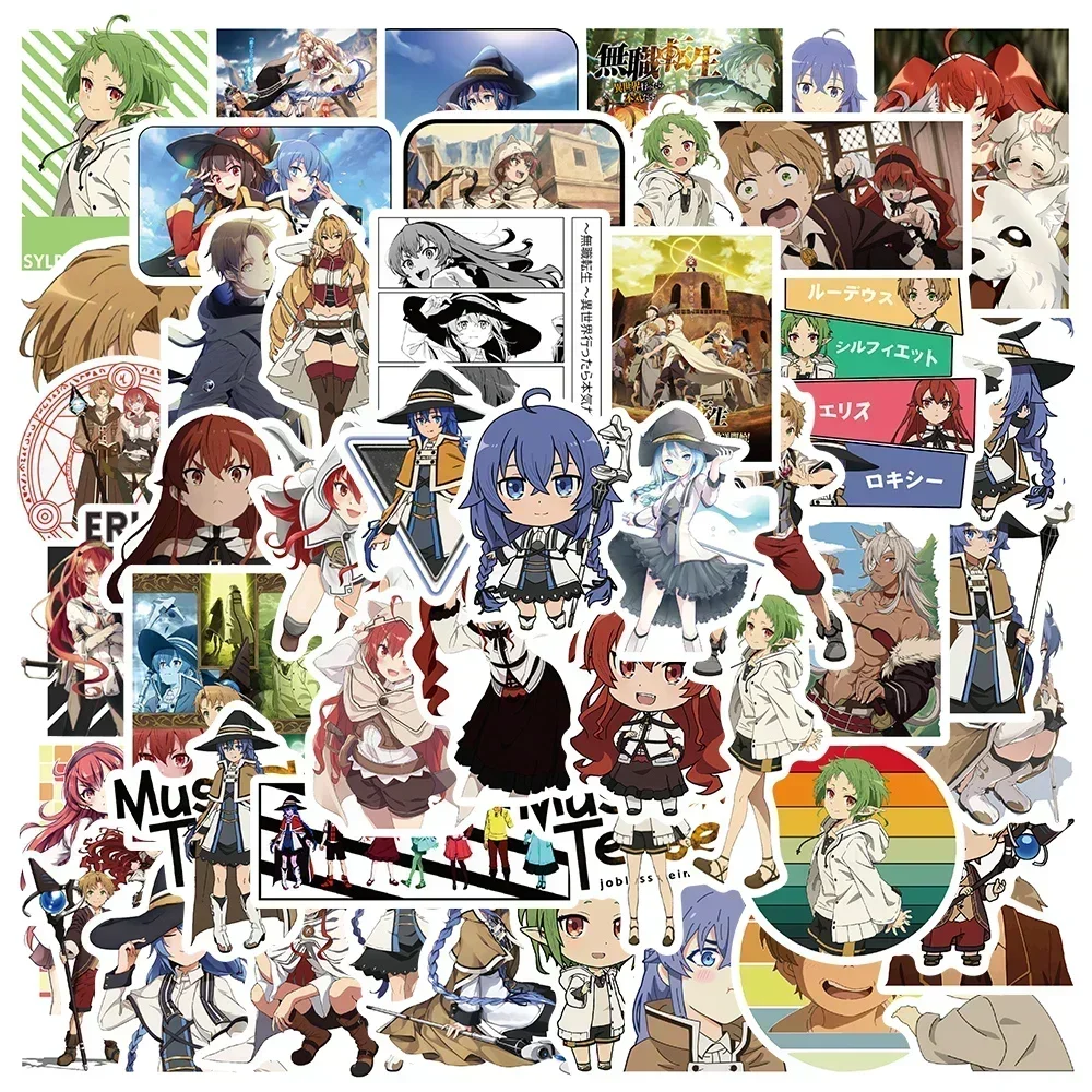 50PCS Mushoku Tensei Jobless Reincarnation Sticker Cartoon Anime Graffiti Decals Waterproof Phone Case Suitcase Sticker Kids Toy